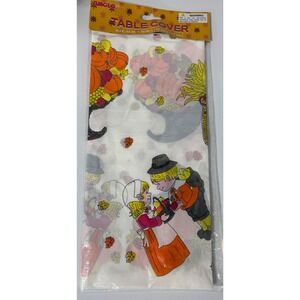 Vintage Thanksgiving Plastic Table Cover 54" X 72"